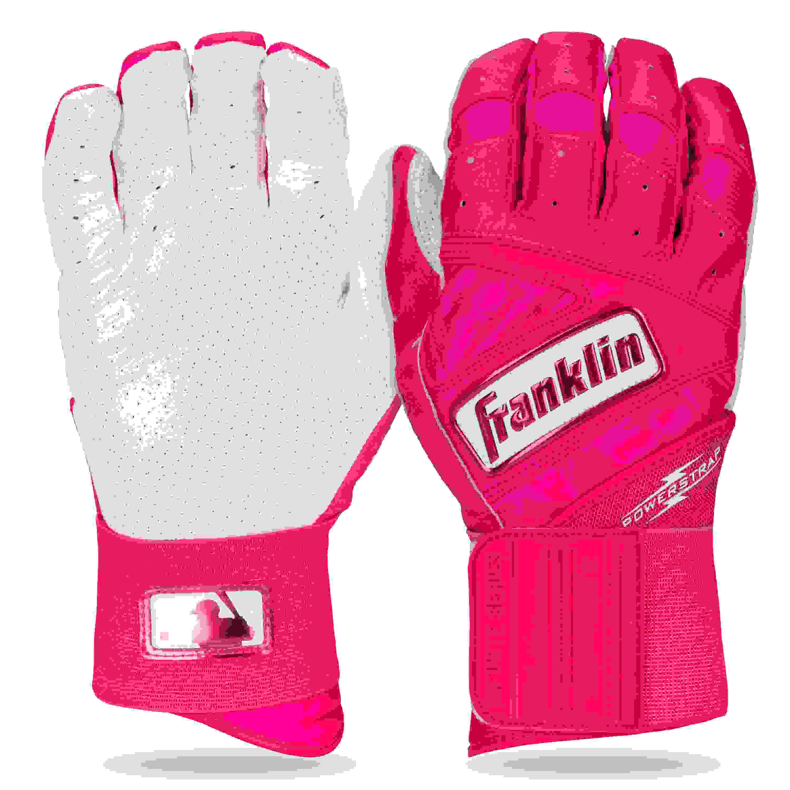 Franklin Sports MLB Powerstrap Youth Pink Batting Gloves